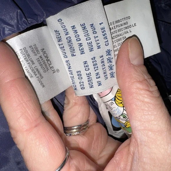 Moncler Size 2 Grenoble Puffer Down Feather Jacket 2010s Navy Blue Short Belted - Picture 11 of 14